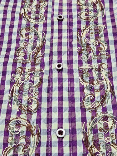 Robert Graham Button Up Flip Cuff Shirt Mens Large Purple City Doors - Picture 4 of 7