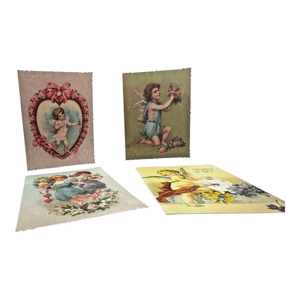 NEW 4 Valentine's Day Art Cards Victorian Antique Style Blank Inside W/ Envelope - Image 4 of 4