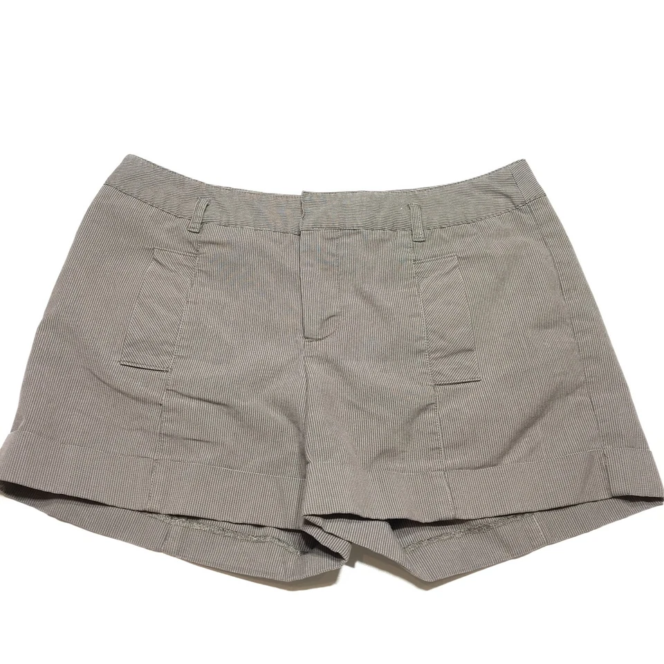 Daisy Fuentes Shorts Womens Size 8 Brown Cuffed Striped Active Stretch Mid Waist - Image 3 of 4