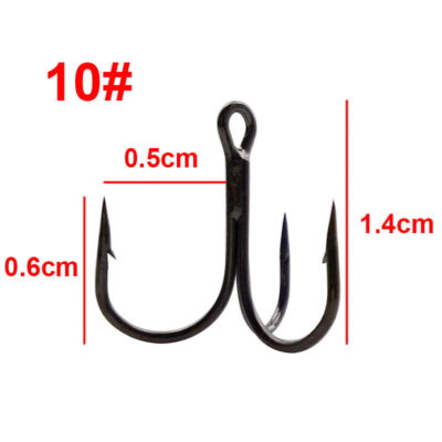 Sporting Goods Red And Black Fishing Hook Sharpened Treble Hooks 7 Size 2 4 6 8 10 12 14 Fishing
