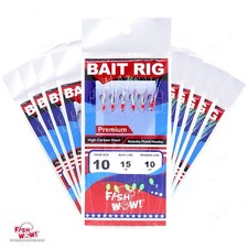 10packs Size 10 Fishing Sabiki Piscatore Red 6Hook Rig Bait Fish Skin Lure #10