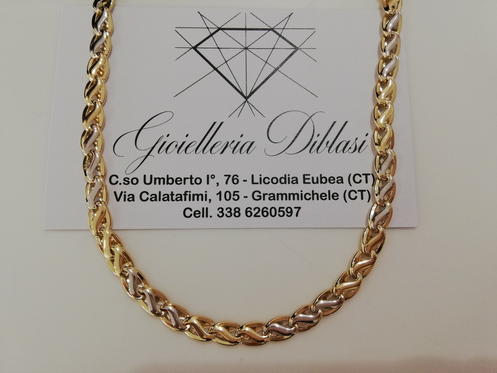 18K OR JAUNE BLANC Chaîne COLLIER Massif Bicolor Maille Homme Femme 750% Italie