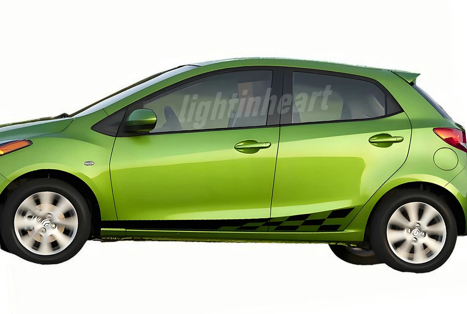 Calcomanía gráfica apta para Mazda 2 carreras deporte bandera rayas coche lateral pegatina vinilo Foto 4 de 4