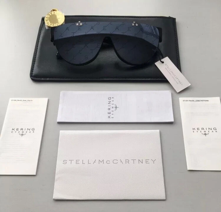 Stella McCartney — STELLA MCCARTNEY 2-in-1 Black Bio Preppy Shield Star Studded Sunglasses