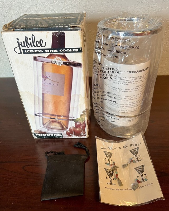 New/Open Box Prodyne Jubilee Iceless Wine Cooler w/Charms