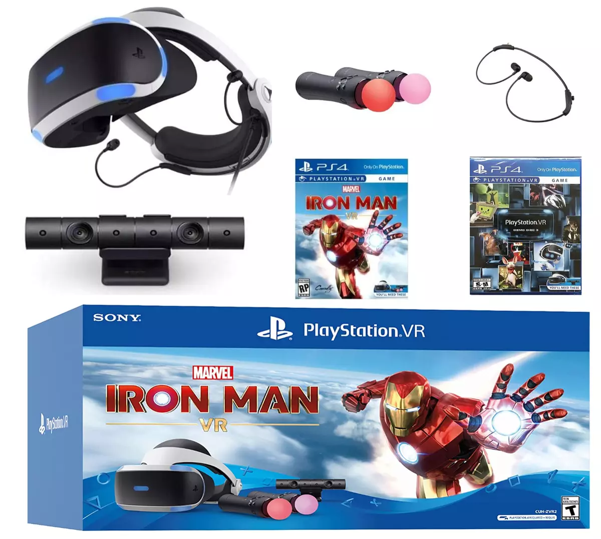 Newest PlayStation VR Iron Man PSVR PS4 Headset + Camera + Controllers  Bundle