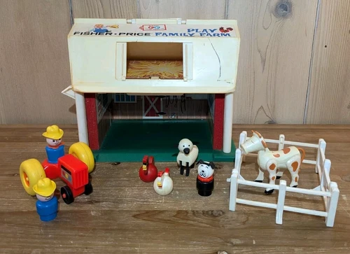 Vintage Fisher Price Little People Play Family Farm Barn Animals Figures