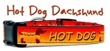 Hot Dog Dachshunds dog collar handmade adjustable buckle 5/8" wide or leash