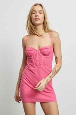 NWT Urban Outfitters Brenna Bustier Dress Pink Size Large
