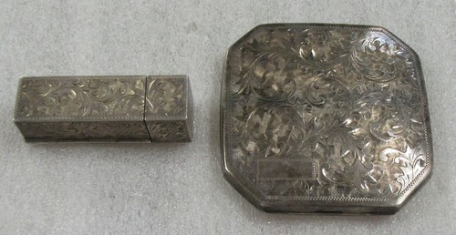 Rara custodia vintage argento .950 rossetto e polvere * 168,32 grammi * prezzo basso - Foto 2 di 7