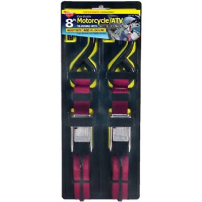 KEEPER 05716 2-Pk 8' Motorcycle and ATV Tie Down with Cam Buckle, W/Built in
