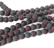 6mm Natural Brecciated Poppy Jasper Stone Round Beads , Frosted Matte 15"