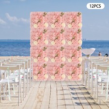 3D Flower Wall Panel-12pcs Artificial Flower Wall Background Silk Rose Wedding