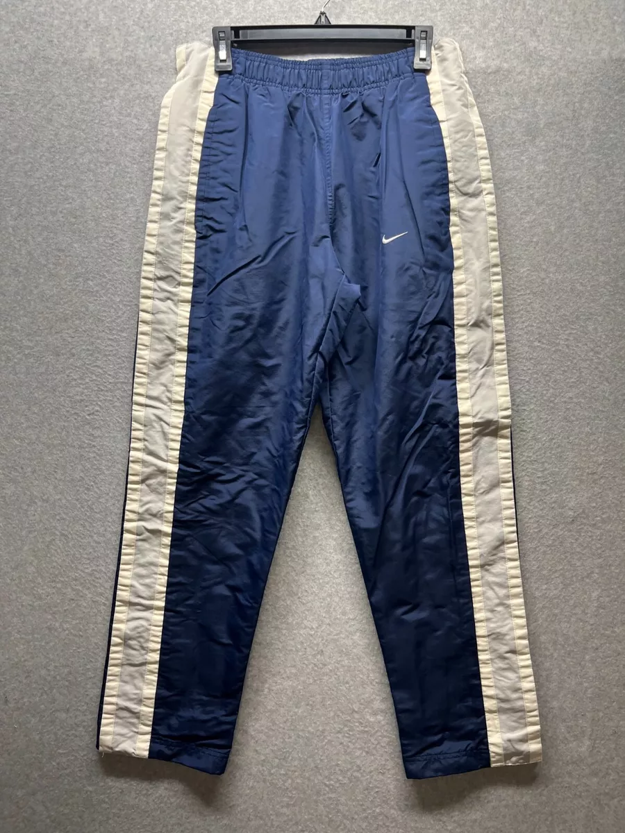 Vintage Nike Track Pants Mens Size L Blue White Break Away Side Snap Small