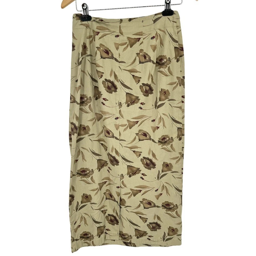 Ruff Hewn женщин размер 8 винтажный 90-х макси надежном юбка цветочный хаки хлопок - Изображение 3 из 4