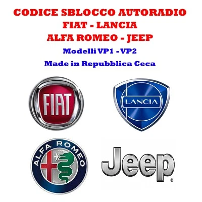 CODICE SBLOCCO AUTORADIO CONTINENTAL VP1 VP2 FIAT LANCIA ALFA ROMEO E ALTRI - Bild 1 von 3