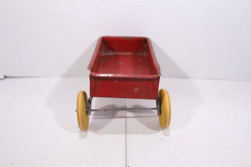 "Vagón/remolque agrícola vintage, acero prensado (8,5"" pulgadas de largo) rojo" Foto 3 de 4