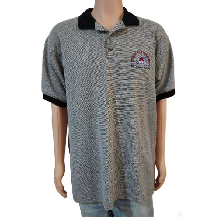 Vintage 2001 NHL Colorado Avalanche Stanley Cup Champions Embroidered Polo Mens