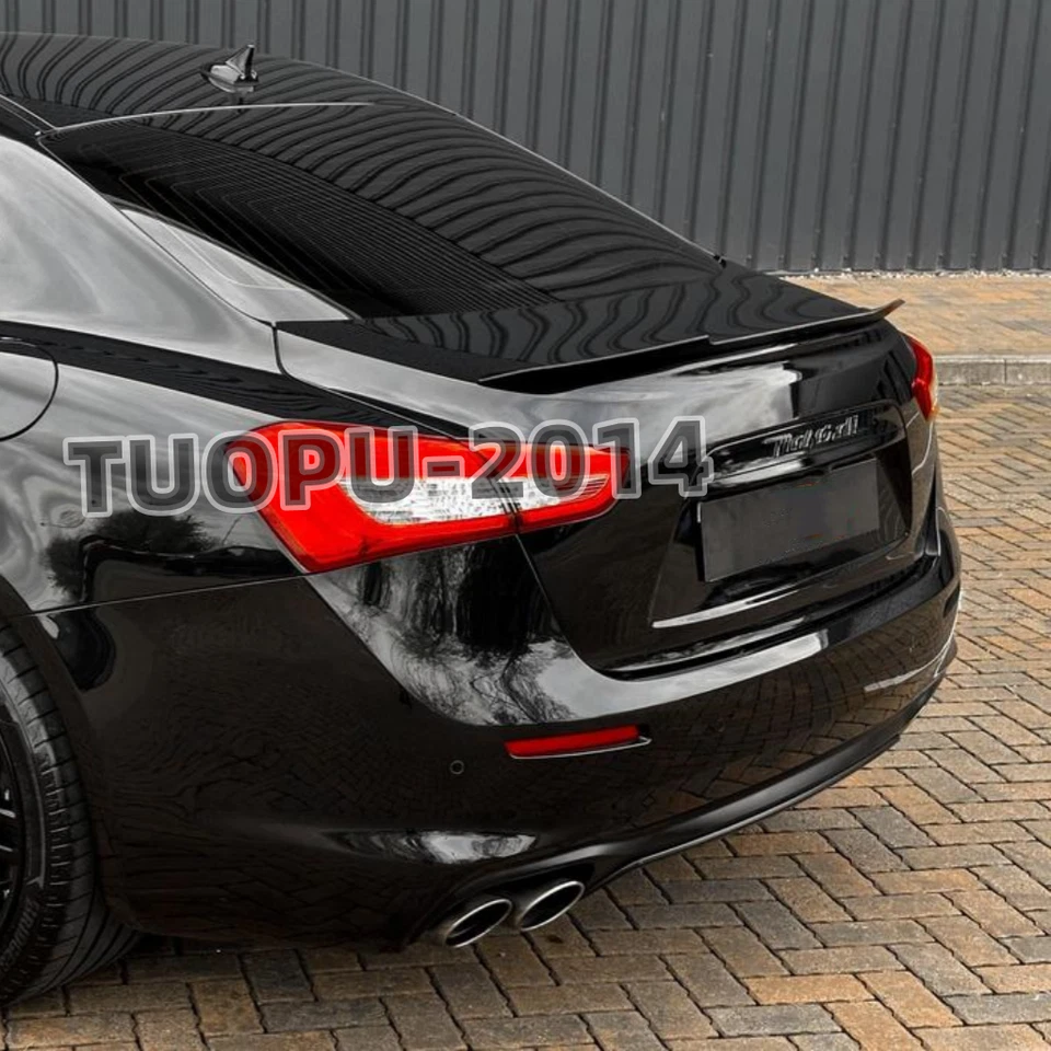 FOR 2014-2024 MASERATI GHIBLI REAR GLOSS BLACK V-STYLE REAR TRUNK SPOILER WING - Image 3 of 4