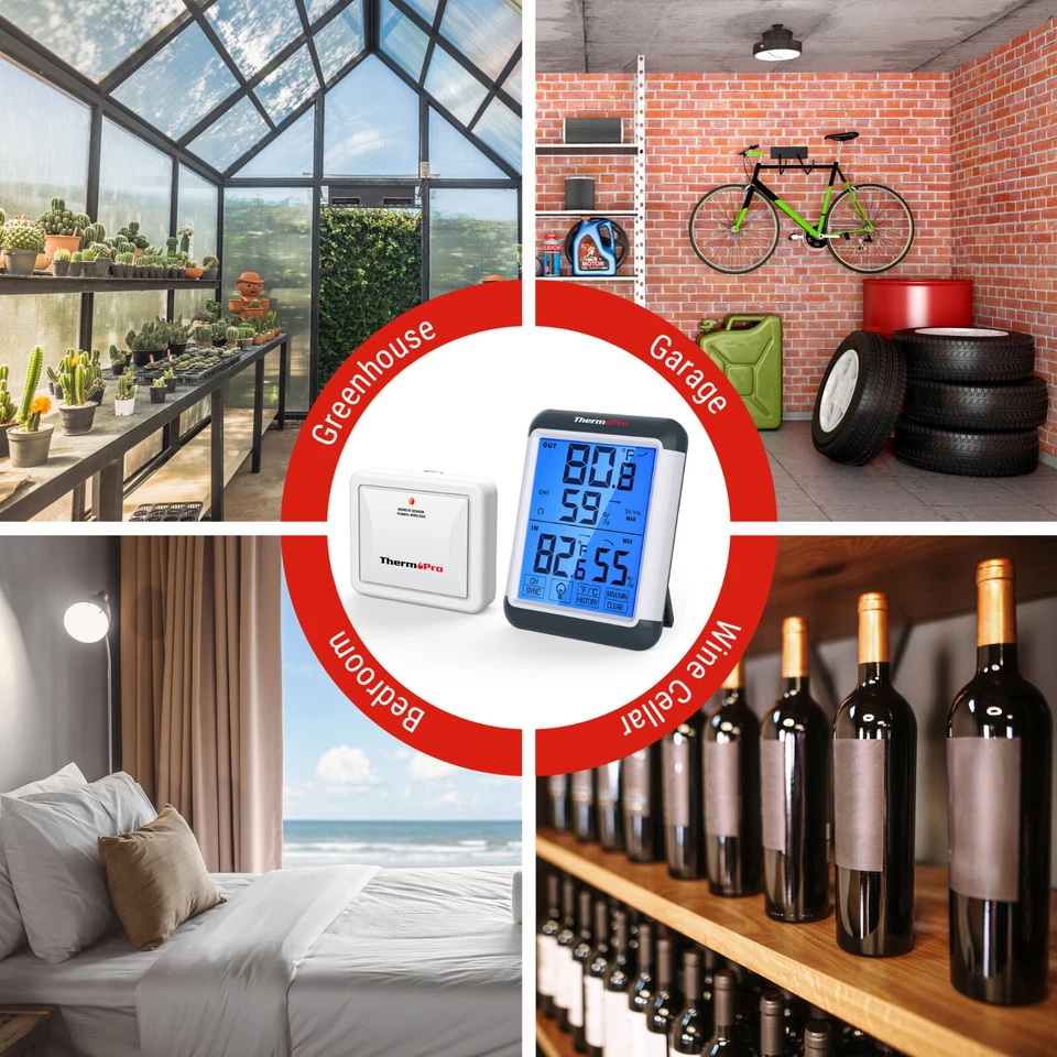 ThermoPro TP65BW Wireless Indoor Outdoor Thermometer Hygrometer Humidity Monitor - Image 4 of 4