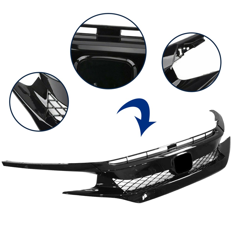 Honda Civic FC Type R front grill with eyebrows (gloss black), Car