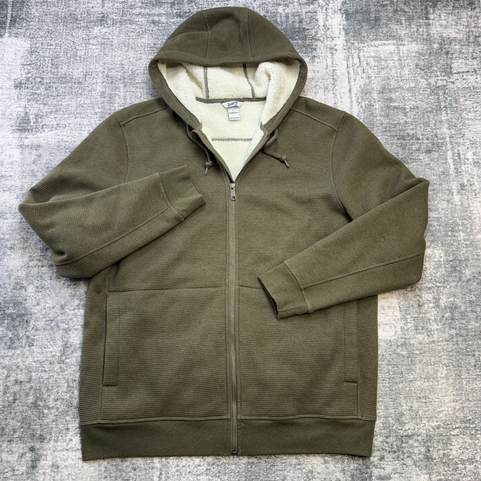 Duluth Hoodie Mens Large Burly Waffle Thermal Sherpa Lined Full Zip Sweatshirt
Opens in a new window