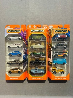 Matchbox Sets x 3, 15 Modelle, boxed, MBX Highway, Coffee Cruisers, MBX Service