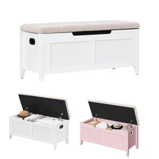 Flip-Top Shoe Bench Storage Seat Cushion Ottoman for Bedroom Hallway Entryway