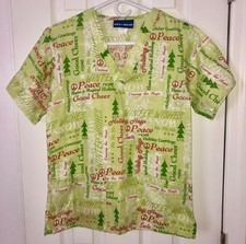 Scrub Top By Med Wear, Christmas Print, Women's Medical Uniform, Size XS