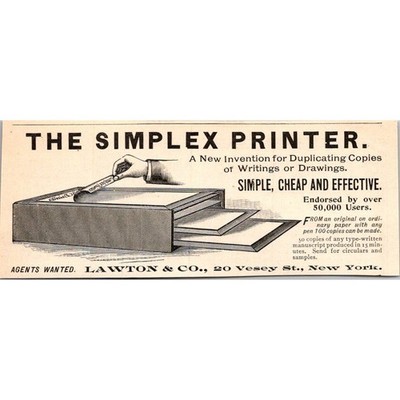 Lawton & Co. The Simplex Printer New York NY 1894 Clipping SAI6-H7
