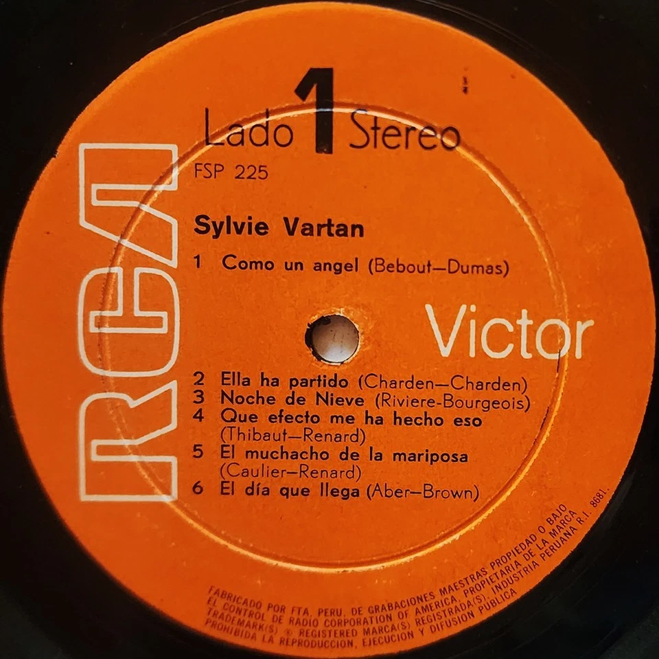 SYLVIE VARTAN Lot  LP + Zum Zum / Como un Angel singles RARE  Peeruvian - Image 3 of 4