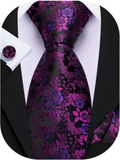 Men Tie Set Floral Paisley Silk Necktie Pocket Square Cufflinks Formal Wedding P