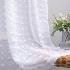 KOUFALL White Sheer Curtains 45 Inch Length for 52W x 45L Pack of 2 ,