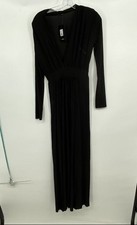 Fashion Nova Womens Spree Black Long Sleeve Front Slit Maxi Dress Size Medium