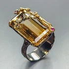 Handmade 24 ct+ Natural Citrine Quartz Ring 925 Sterling Silver Size 8 /R454612