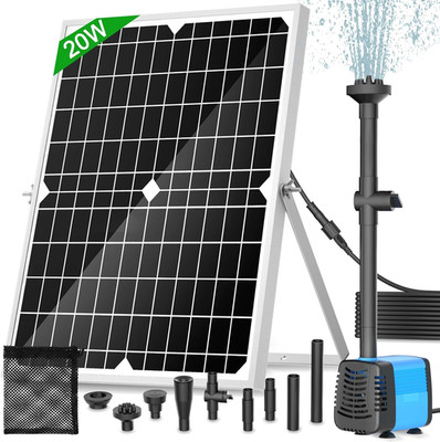 Solar Pond Pump, 20W Solar Fountain Pump with 350GPH Flow & 4 Spray Styles, 16.5