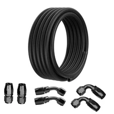 6AN Fuel Line Kit, AN6 12FT CPE Nylon Braided Fuel Line Hose 6AN 12FT Black