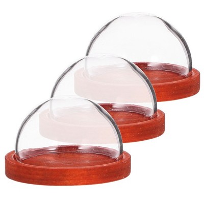 3 Pcs Mini Glass Display Dome With Base Clear Glass Cloche Dome For Decor