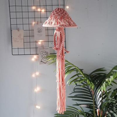 Macrame Wall Hanging,Jellyfish Dream Catcher with Star Lights,Bohemian Woven 