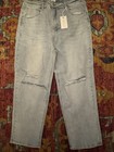 Risen Jeans Distressed Straight Blue Denim Damen Jeans helle Waschung Übergröße