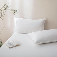 100 French Linen Pillow Case Queen Size Set of 2,Oeko-TEX Certified Stone