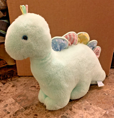 VTG Eden Toys Wind-Up Musical Green Pastel Dinosaur Plush Baby Brontosaurus Toy