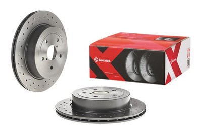 Brembo Xtra Rear PVT Drilled Brake Disc Rotor for Subaru Impreza WRX STI Limited