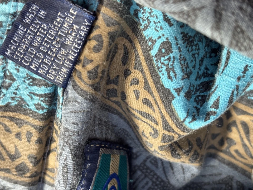 Ocean Pacific Shirt Mens Large Gray Teal Aloha Hawaiian Tribal Short Sleeve OP - Image 4 of 4