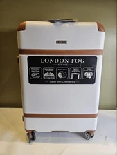 LONDON FOG 0897 28” VINTAGE II SPINNER HARDSIDE EXPANDABLE WHITE-CARAMEL
