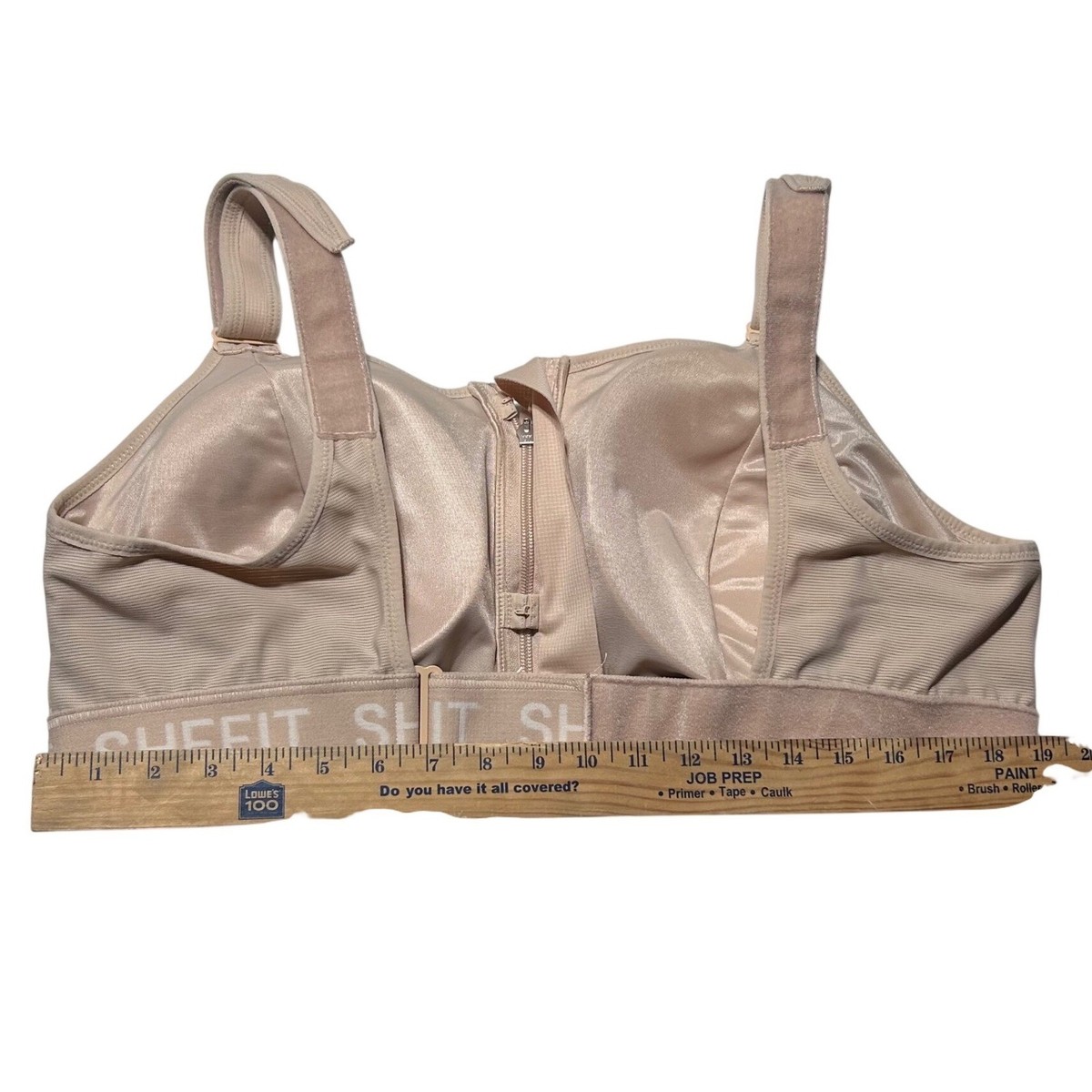SHEFIT Ultimate Sports Bra 4Luxe Sand Beige High Impact Front Zip View 2