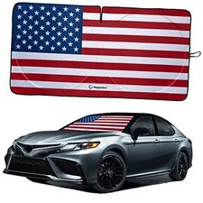 American Flag Windshield Sun Shade, High-Resolution Large USA Original Flag