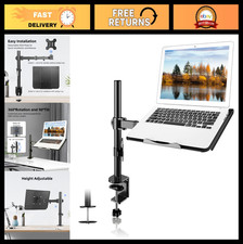 Adjustable Laptop Desk Mount with Tray for 13-27" Screens, Fits Notebooks up to