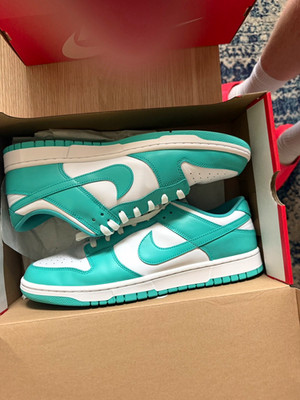 Nike Dunk Low Turquoise/White Colorblock Lace-Up Low Top Men s Sneakers