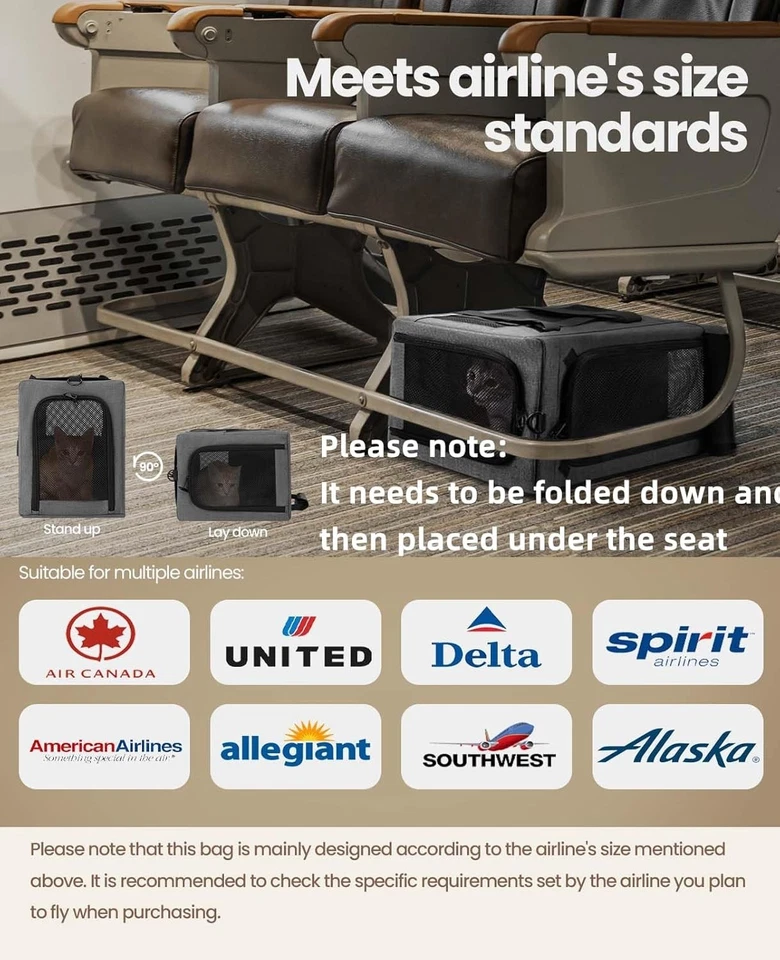 Komfortable Katzentasche mit stabiler Form, atmungsaktiv und faltbar, Hellgrau - Bild 4 von 4